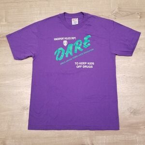 Vintage 90s DARE To Keep Kids Off Drugs Shirt Mens Large Purple Kingsport Police